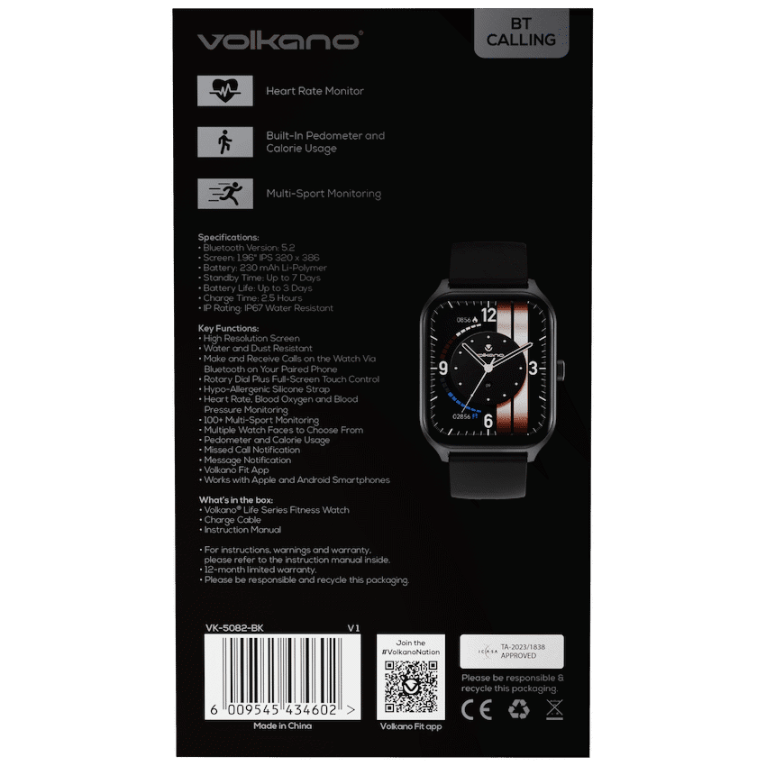 Volkano Life Series Smart Watches - Black - Image 5