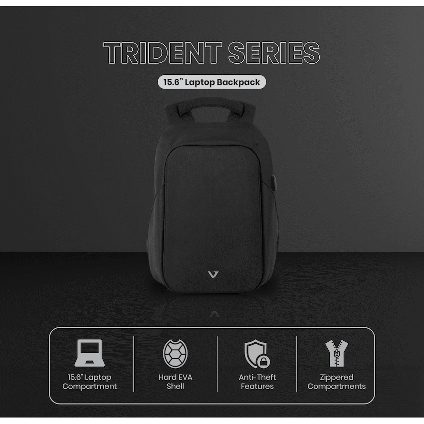 Volkano Trident 15.6" Laptop Backpack - Black - Image 5