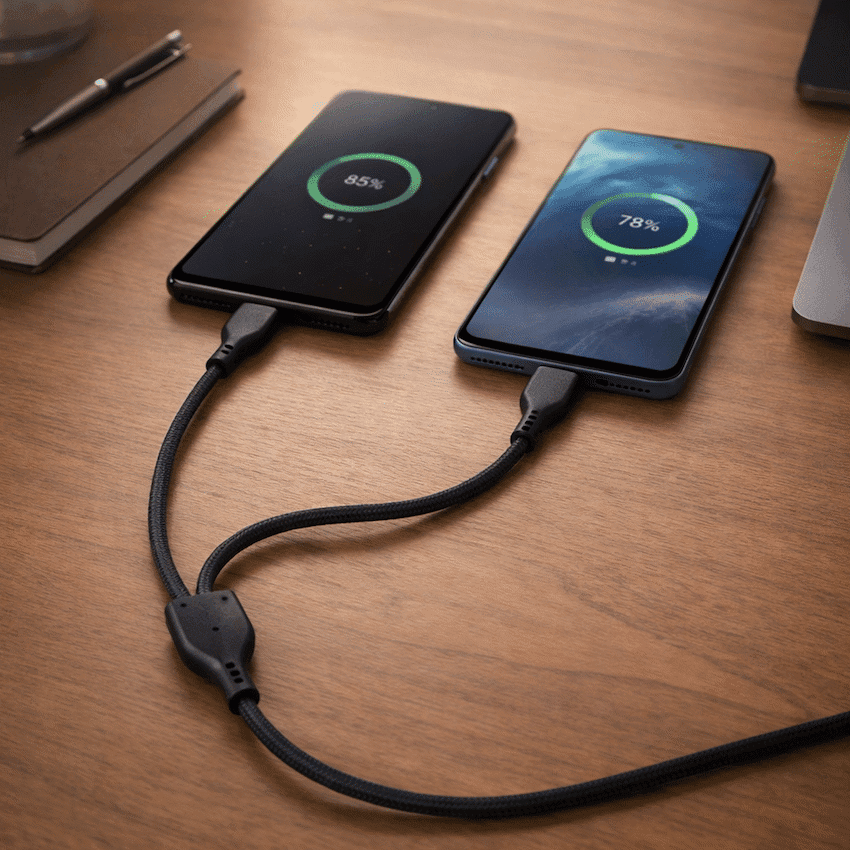 Pro Bass Cord Series 1.2m 15w USB-C to 2x USB-C Braided - Black - Image 5