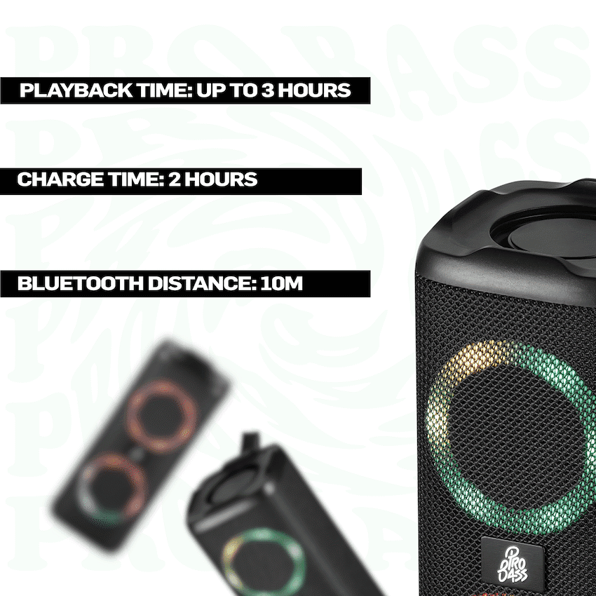 Pro Bass Pulse Box Portable Bluetooth Speaker - Black - Image 5