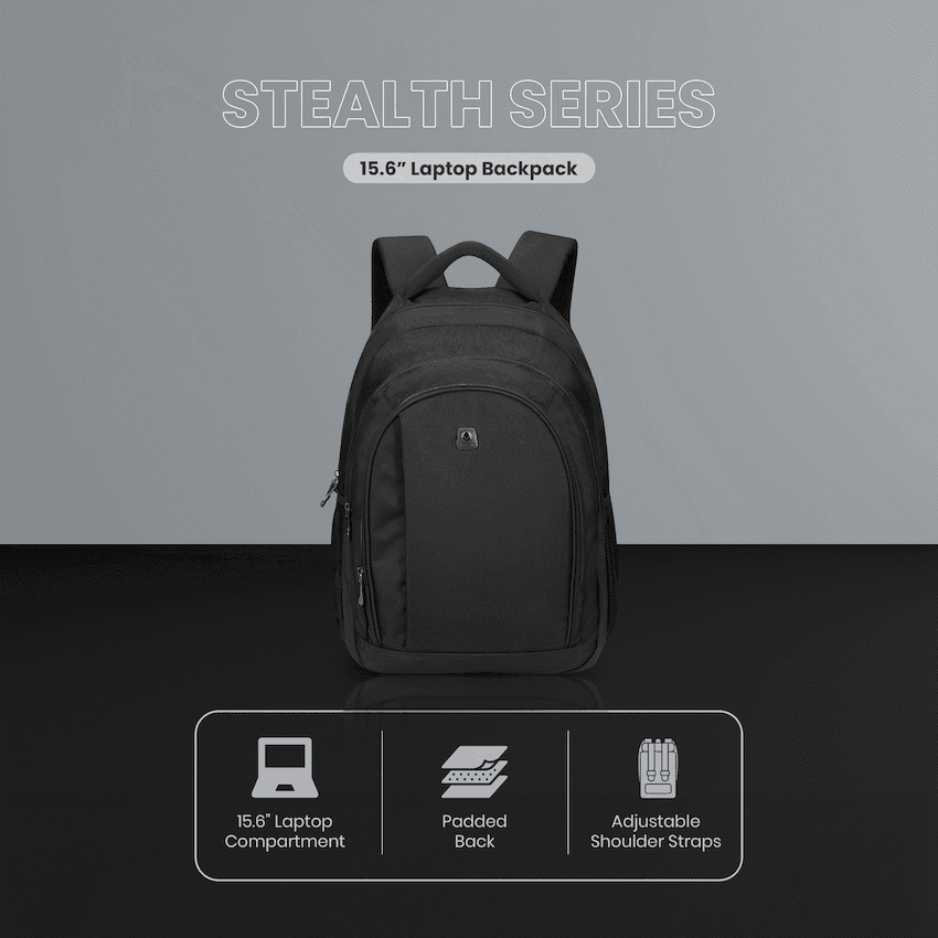 Volkano Stealth 15.6" Laptop Backpack - Black - Image 6