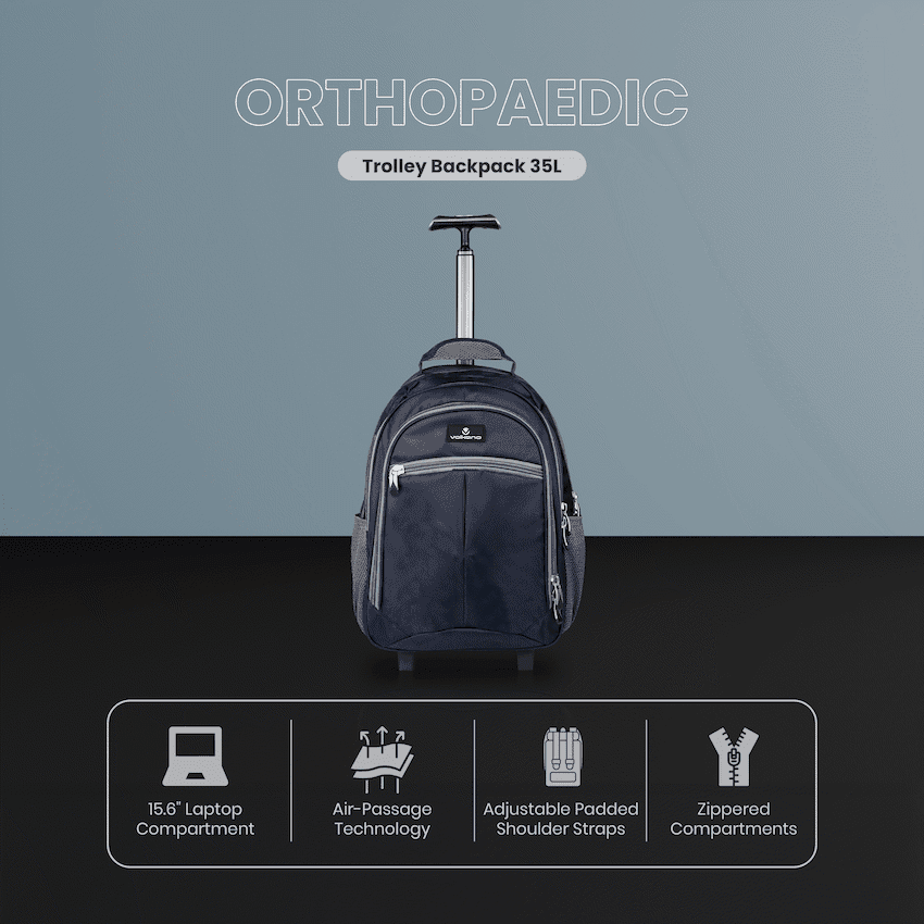 Volkano Orthopaedic Trolley Backpack 35l - Navy/Grey - Image 6