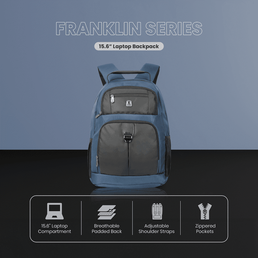 Volkano Franklin 15.6" Laptop Backpack - Navy/Black - Image 6