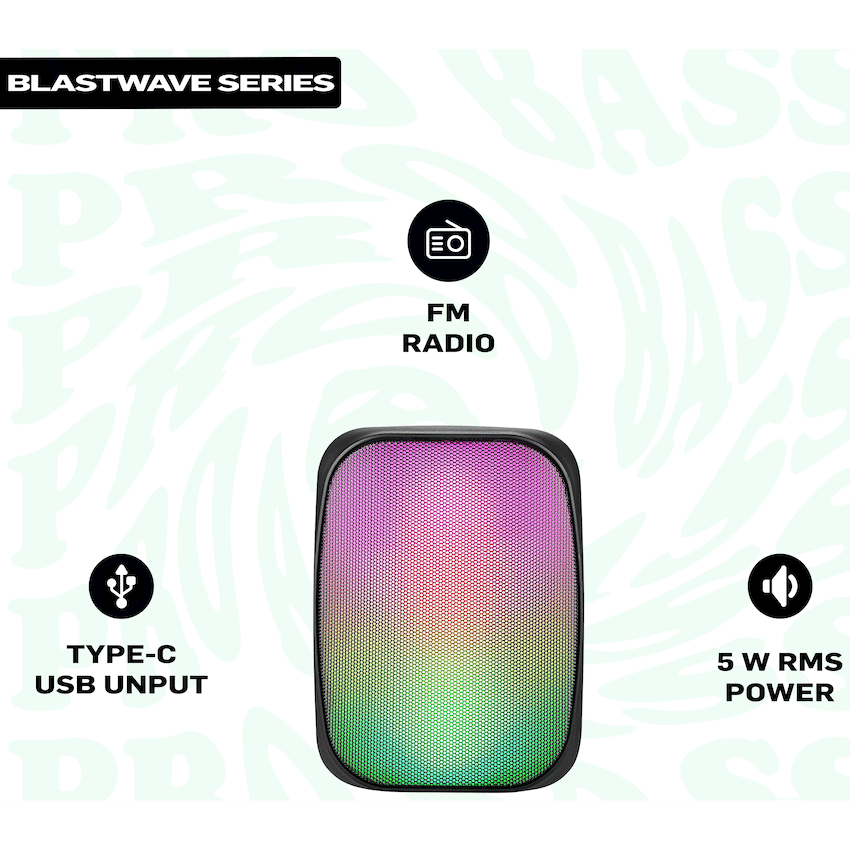 Pro Bass BlastWave Series BT Mini Speaker - Black - Image 6