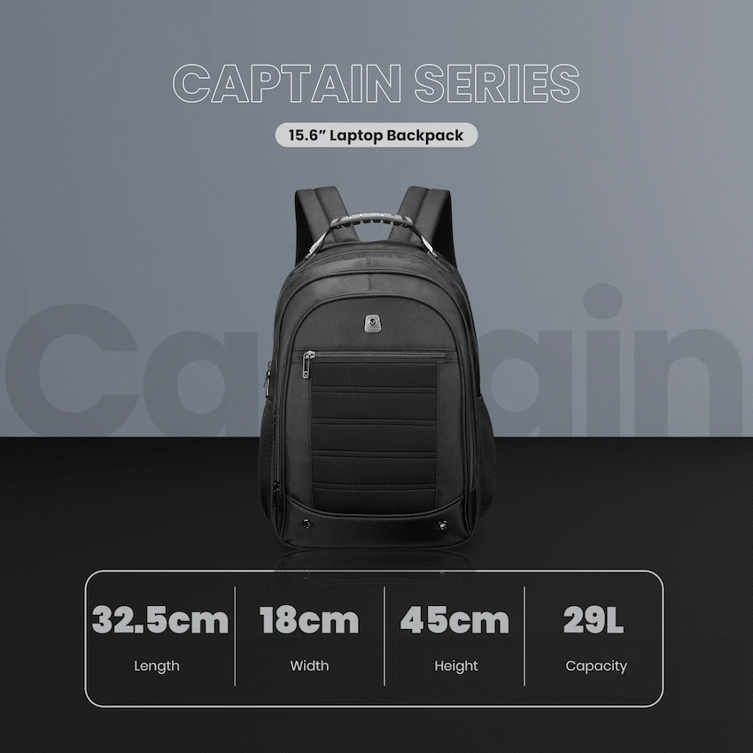 Volkano Captain 15.6" Laptop Backpack - Black - Image 6