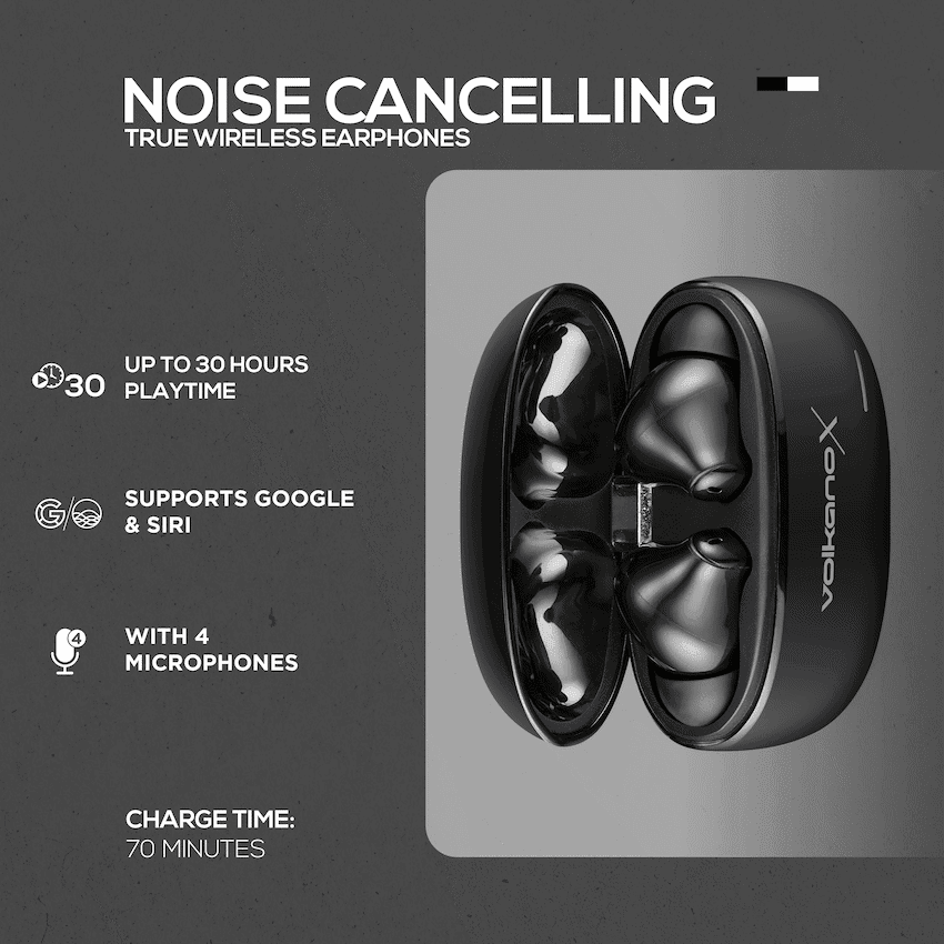 VolkanoX VXT200S Hybrid ANC TWS Earphones - Black - Image 6