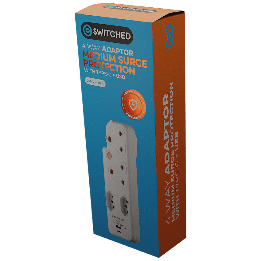 Switched 4-Way Medium Surge Adaptor with Type-C + USB - Image 6