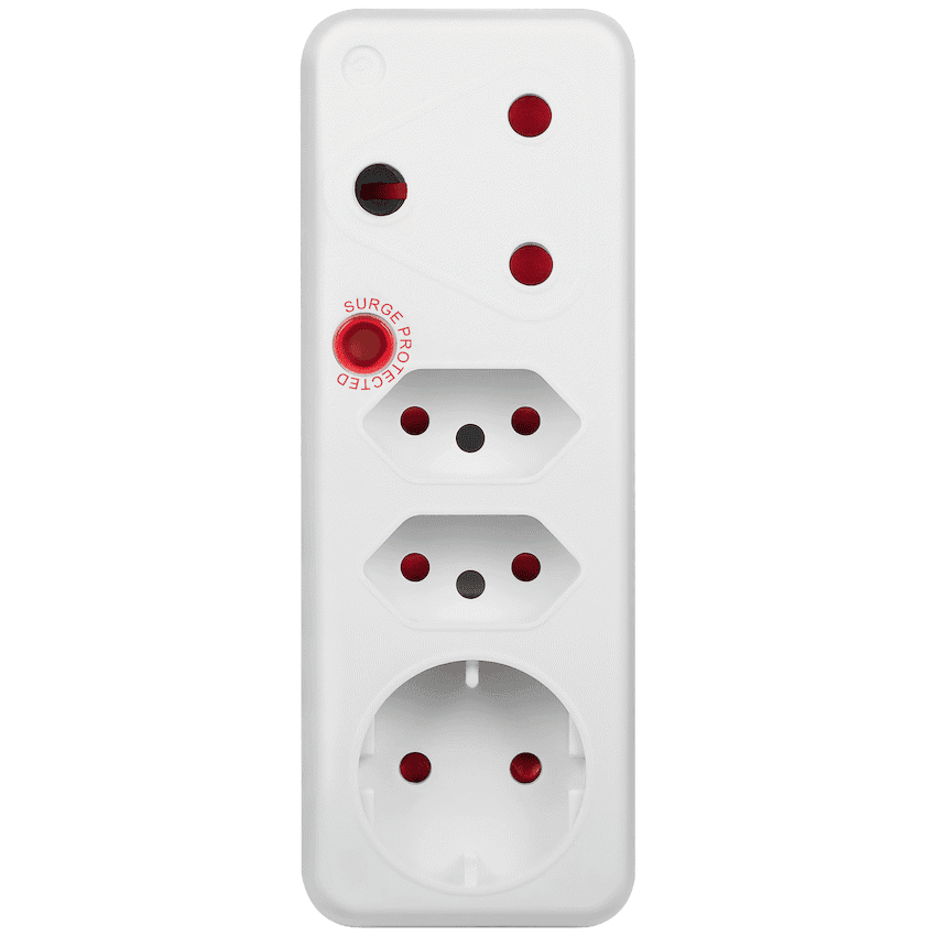 Switched 4-Way Medium Surge Adaptor with Schuko - White - Image 6