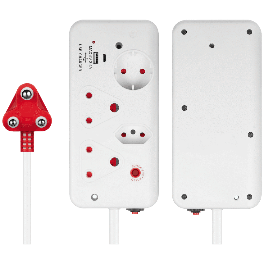 Switched 4-Way with 1x Type-C + 1x USB 2.4a Socket Medium Surge-Protected 0.5m - Image 6