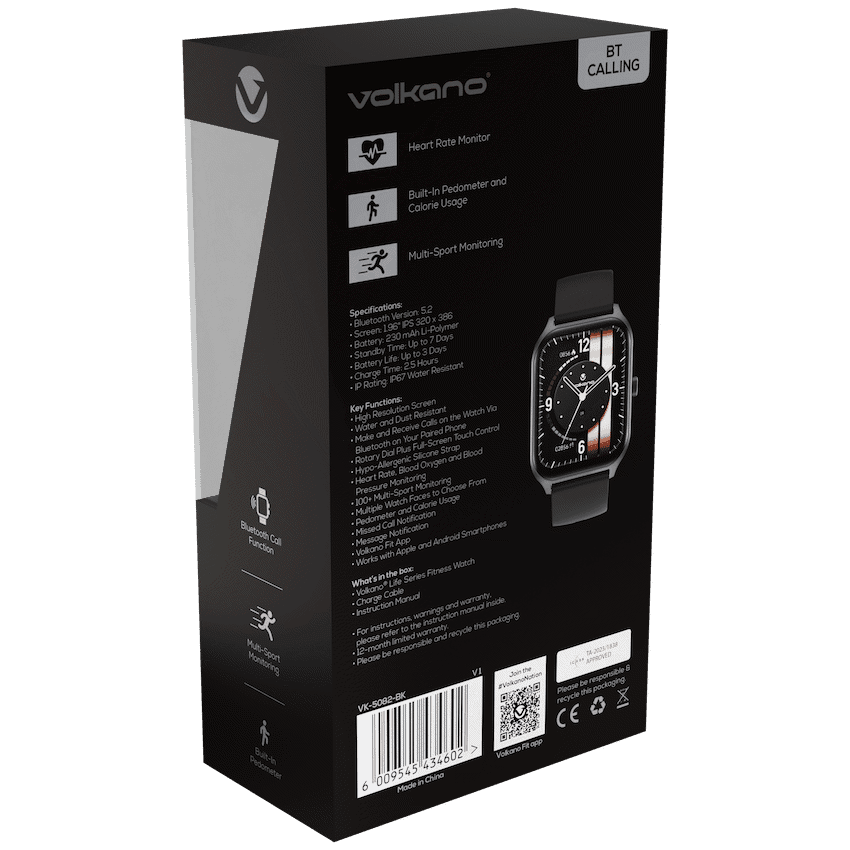 Volkano Life Series Smart Watches - Black - Image 7