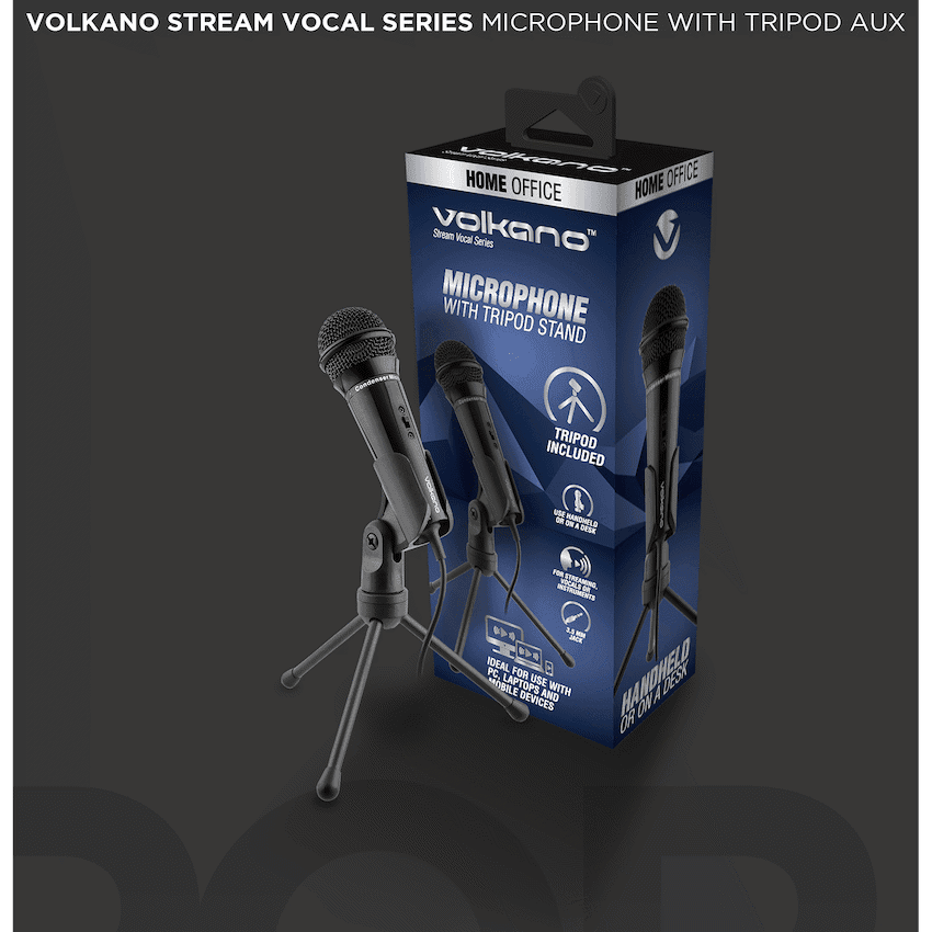 Volkano Stream Vocal Microphone with Tripod, Aux - Image 7