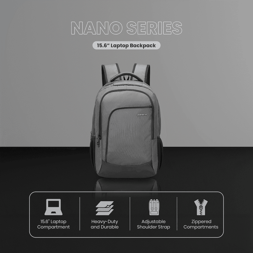 Volkano Nano 15.6" Laptop Backpack - Grey - Image 7