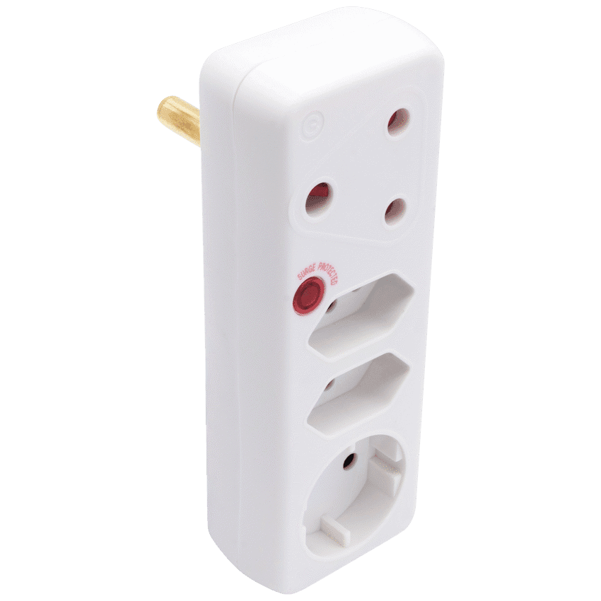 Switched 4-Way Medium Surge Adaptor with Schuko - White - Image 7