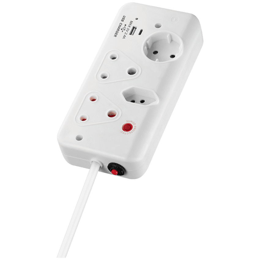 Switched 4-Way with 1x Type-C + 1x USB 2.4a Socket Medium Surge-Protected 0.5m - Image 7