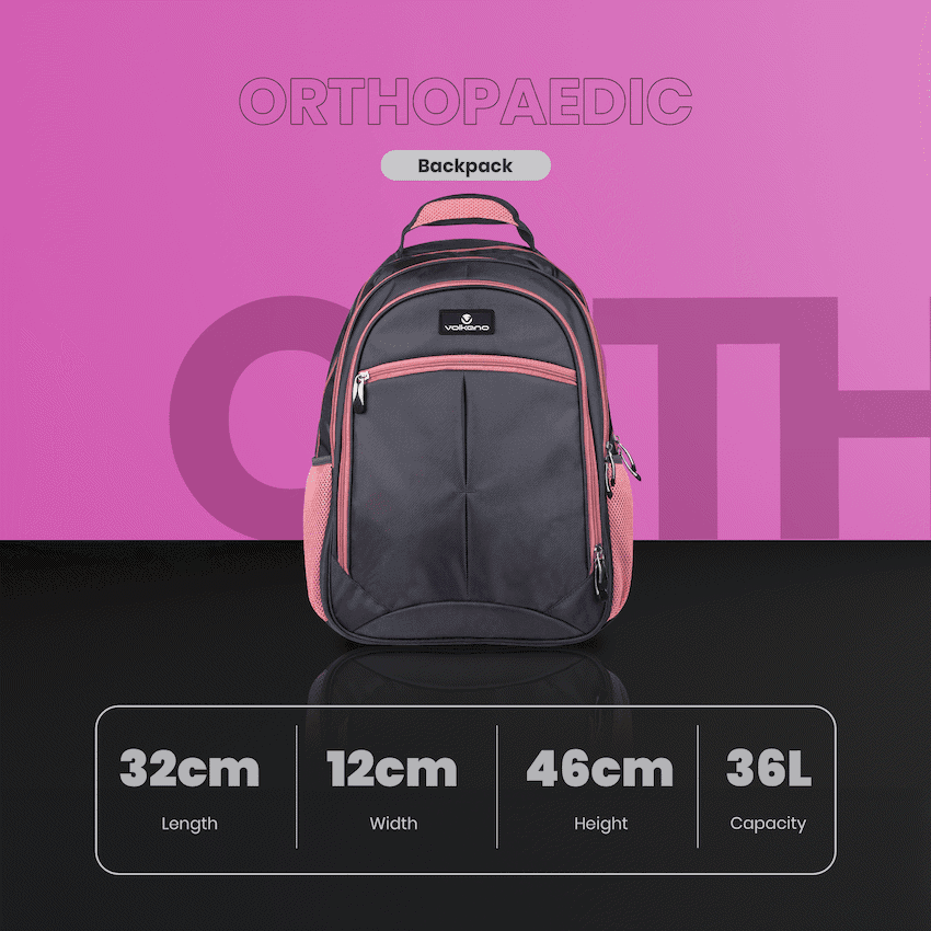 Volkano Orthopaedic Backpack 36l - Dark Grey/Pink - Image 8