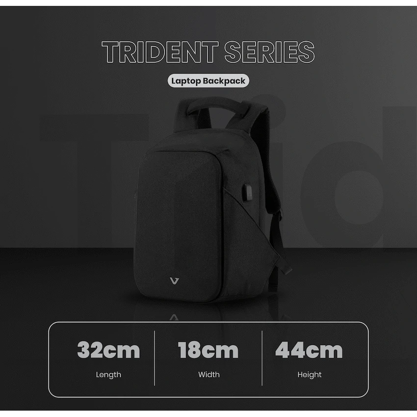 Volkano Trident 15.6" Laptop Backpack - Black - Image 8