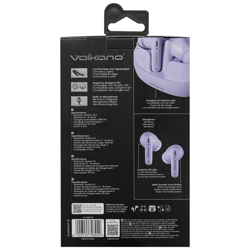Volkano Jupiter Series TWS Earphones - Pastel Purple - Image 8