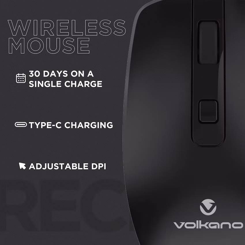 Volkano Granite Series Rechargeable Wireless Mouse - Black - Image 8