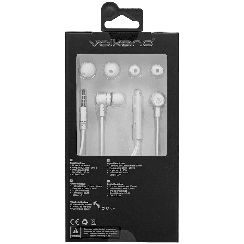 Volkano Earphones with Mic - Stannic Series - White - Image 9