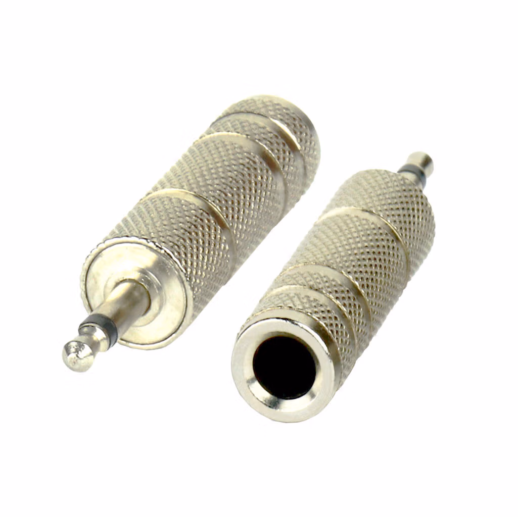 Tecnix 1/4" Jack to Mini Jack Stereo - Stereo Silver Chassis Adaptor