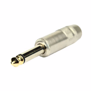 Tecnix Mono 1/4" Silver Straight Jack with Brass Tip Chassis