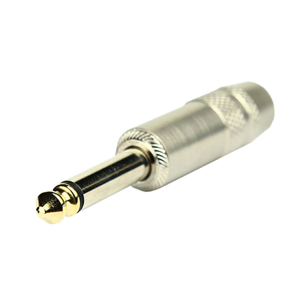 Tecnix Mono 1/4" Silver Straight Jack with Brass Tip Chassis