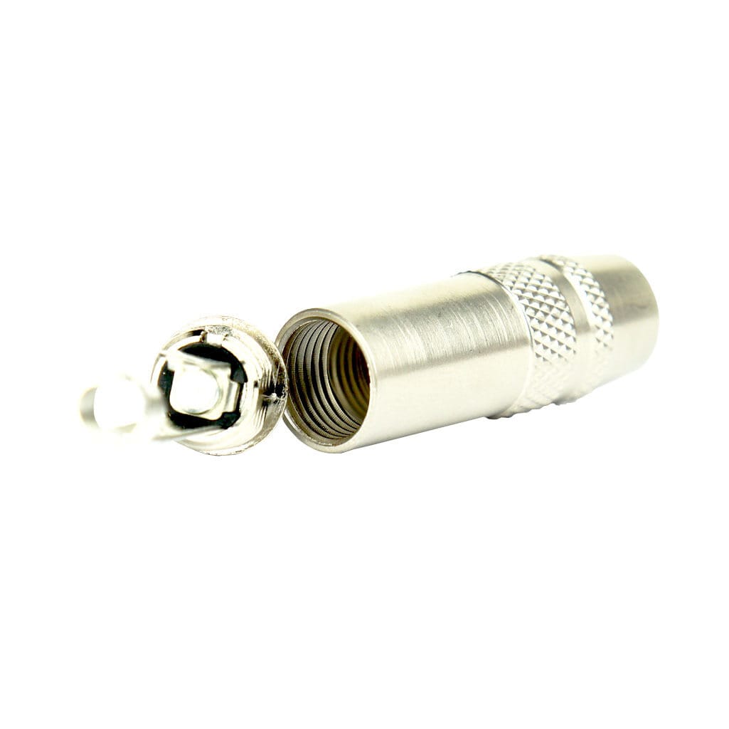 Tecnix Mono 1/4" Silver Straight Jack with Brass Tip Chassis - Image 2