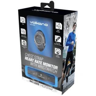 Volkano Active series chest strap heart rate monitor with wristwatch - black/grey
