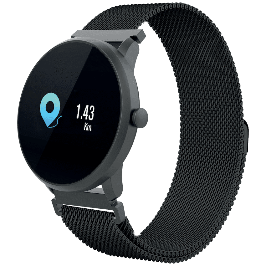 Volkano Active Tech Harmony series Waterproof Round shape Fitness Watch - Black Milanese + strap