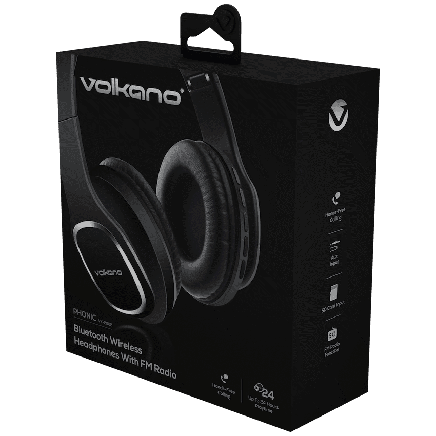 Volkano Phonic Series Bluetooth Full Size Headphones - Black - Image 10