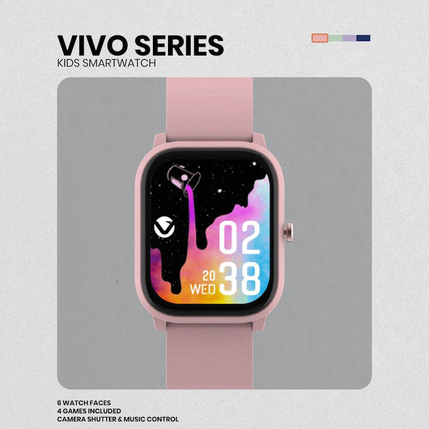 Volkano Vivo Series Kids Smart Watch - Pastel Pink - Image 10