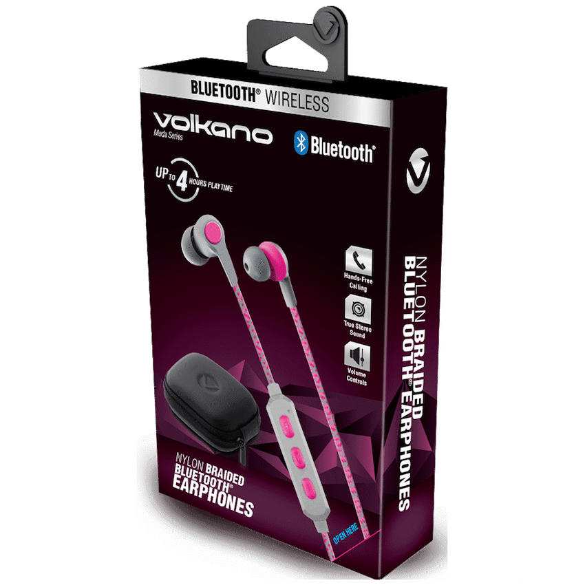 Volkano Moda - Nylon Bluetooth Earphones with Carry Case - PK - Image 2