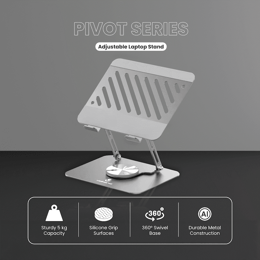 Volkano Pivot Multifunctional Swivel Adjustable Aluminium Laptop Stand - Image 2