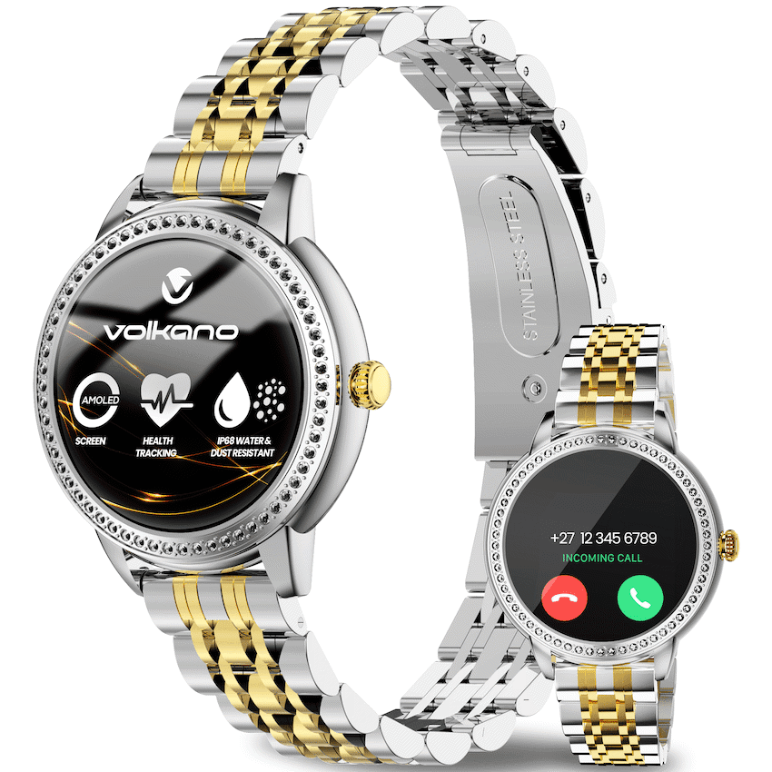 Volkano Ayla Collection Round Smartwatch With 2 Colour Metal link Strap - Image 2
