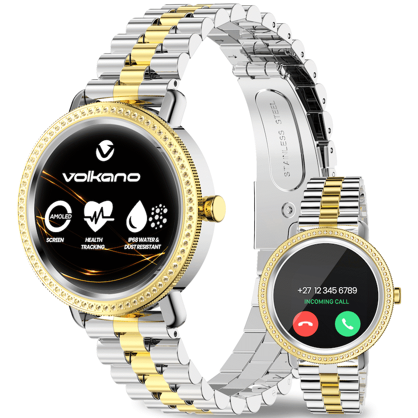Volkano Ayla Collection Jewelled Smartwatch With 2 Colour Metal link strap - Image 2