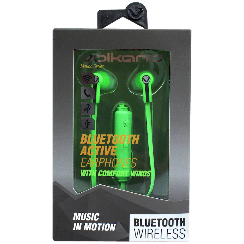 Volkano Motion Bluetooth Earphones - Green/Black - Image 2