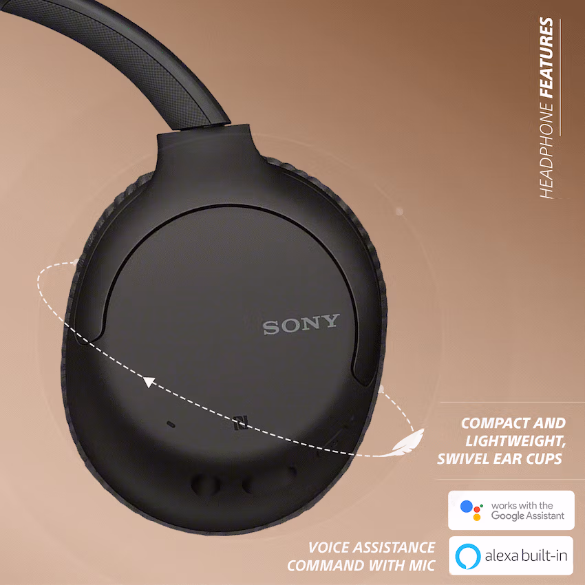Sony WH-CH710 Noise Cancelling Over-Ear Headphones (Black) - Image 3