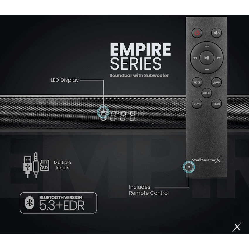 VolkanoX Empire 2.1 Soundbar with Wireless Sub-Woofer - Image 3