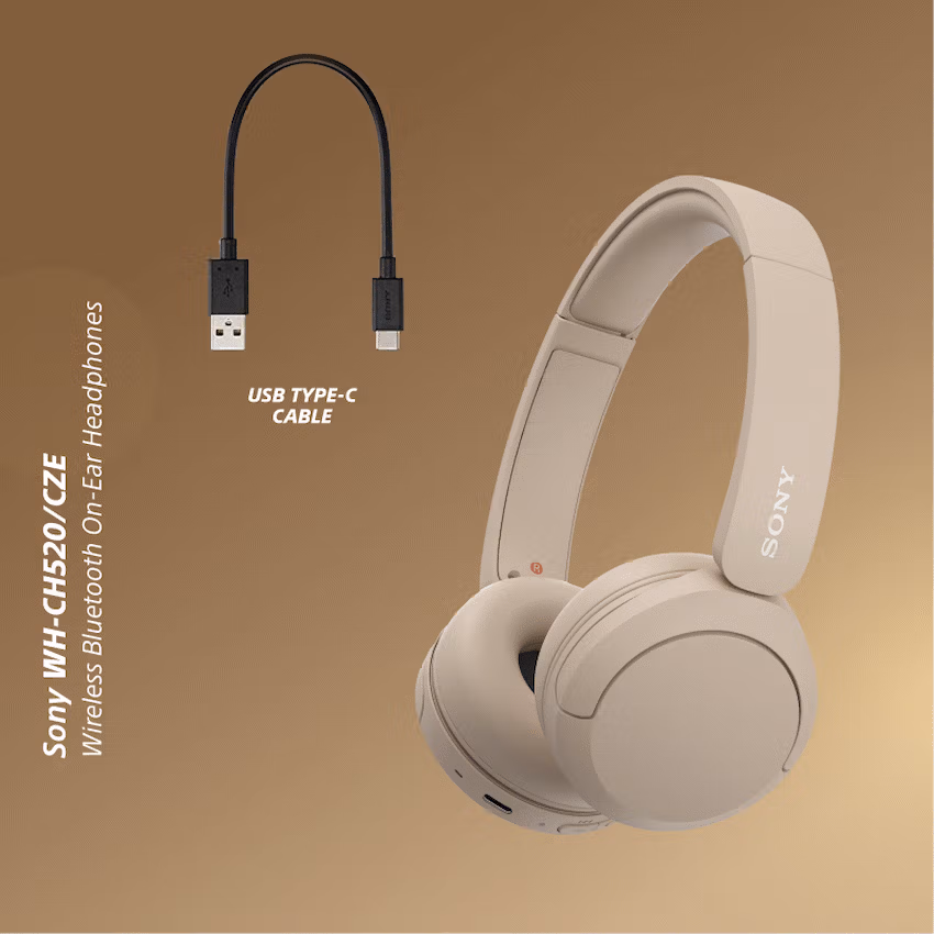 Sony WH-CH520 (Beige) Bluetooth On-Ear Headphones - Image 3