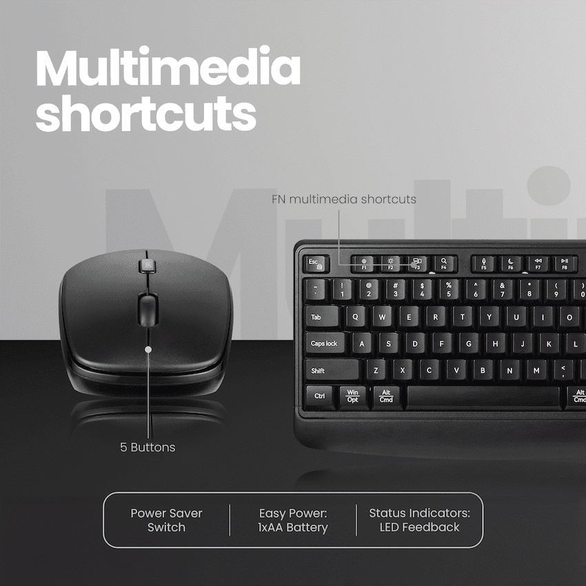Volkano Onyx Keyboard and Mouse Combo With Dual mode BT - Image 4