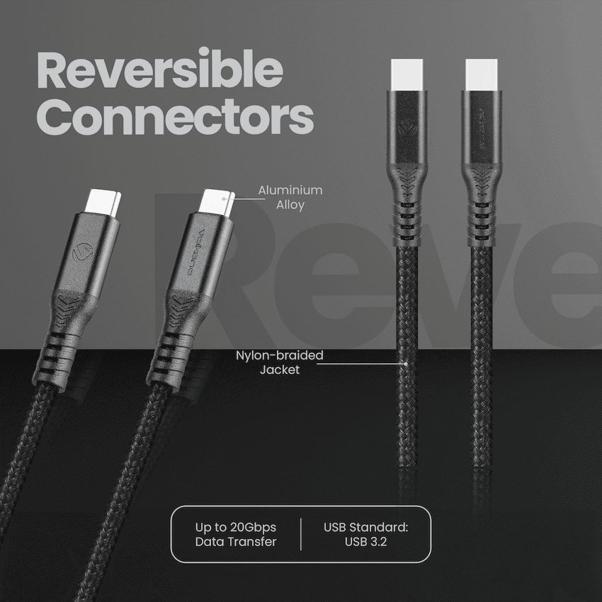 Volkano Weave Series USB C to USB C 240W 20Gbps 2m-black - Image 4