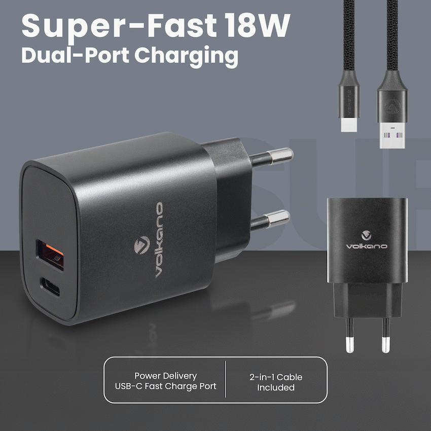 Volkano Express Series QC3.0 + PD Wall Charger - 20w with Cable - Image 4