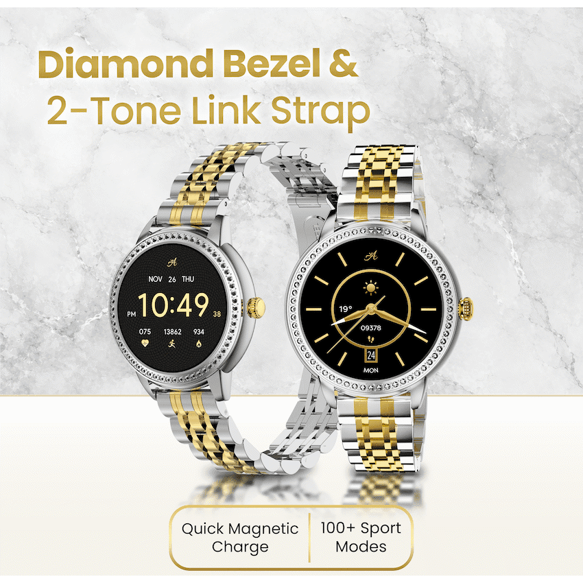 Volkano Ayla Collection Round Smartwatch With 2 Colour Metal link Strap - Image 4