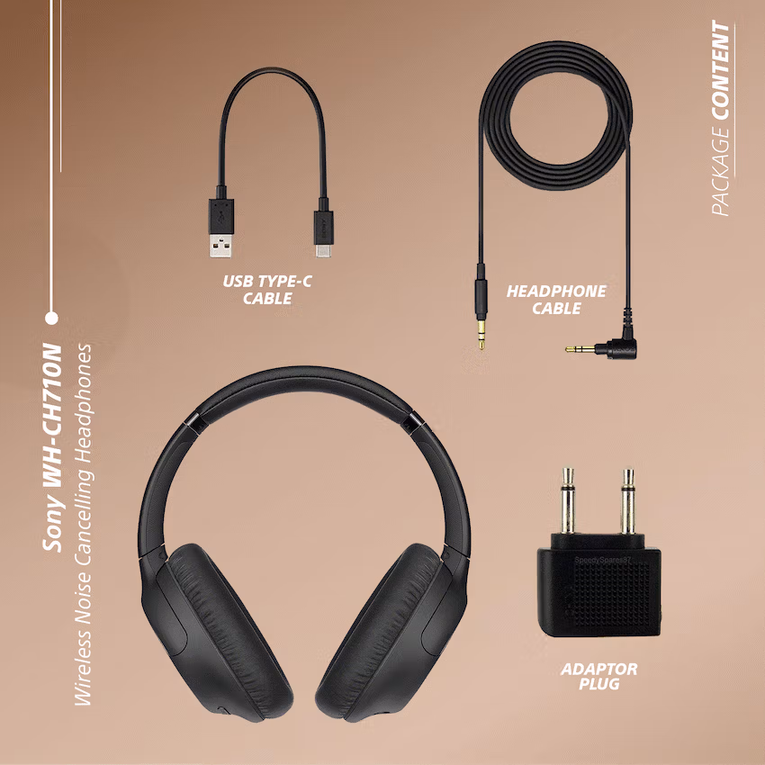 Sony WH-CH710 Noise Cancelling Over-Ear Headphones (Black) - Image 5