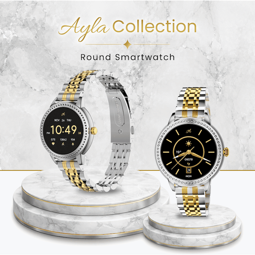 Volkano Ayla Collection Round Smartwatch With 2 Colour Metal link Strap - Image 5