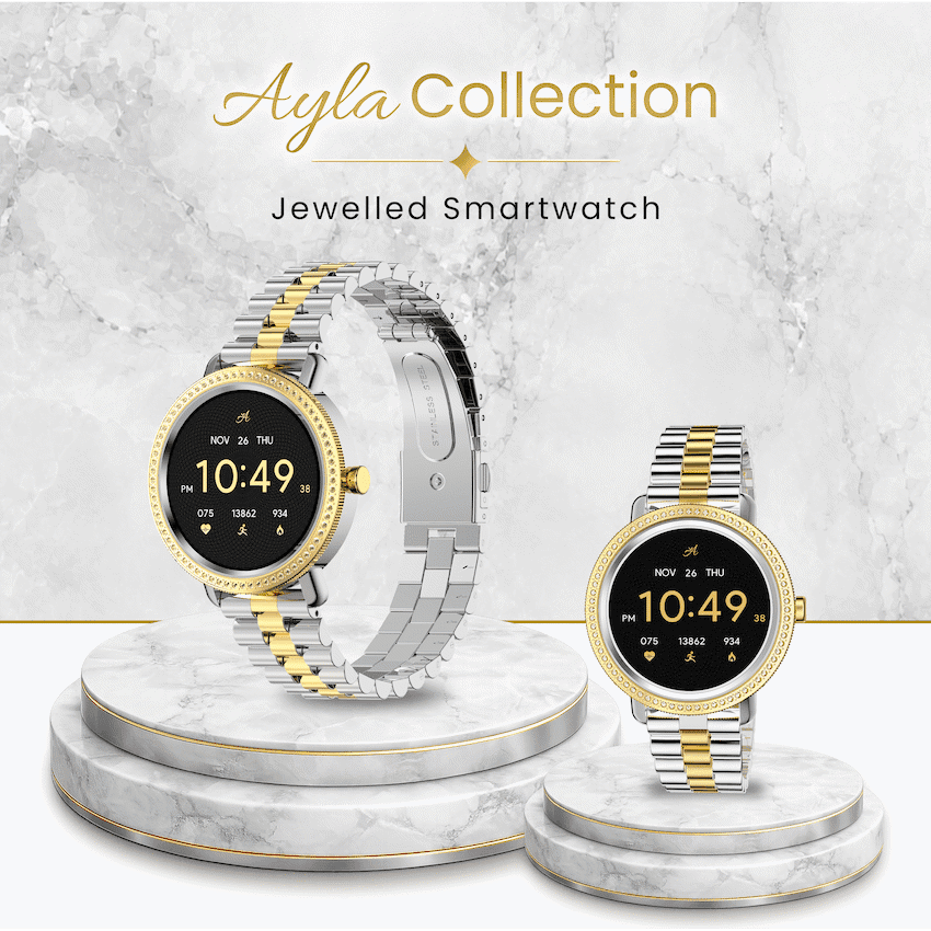 Volkano Ayla Collection Jewelled Smartwatch With 2 Colour Metal link strap - Image 5