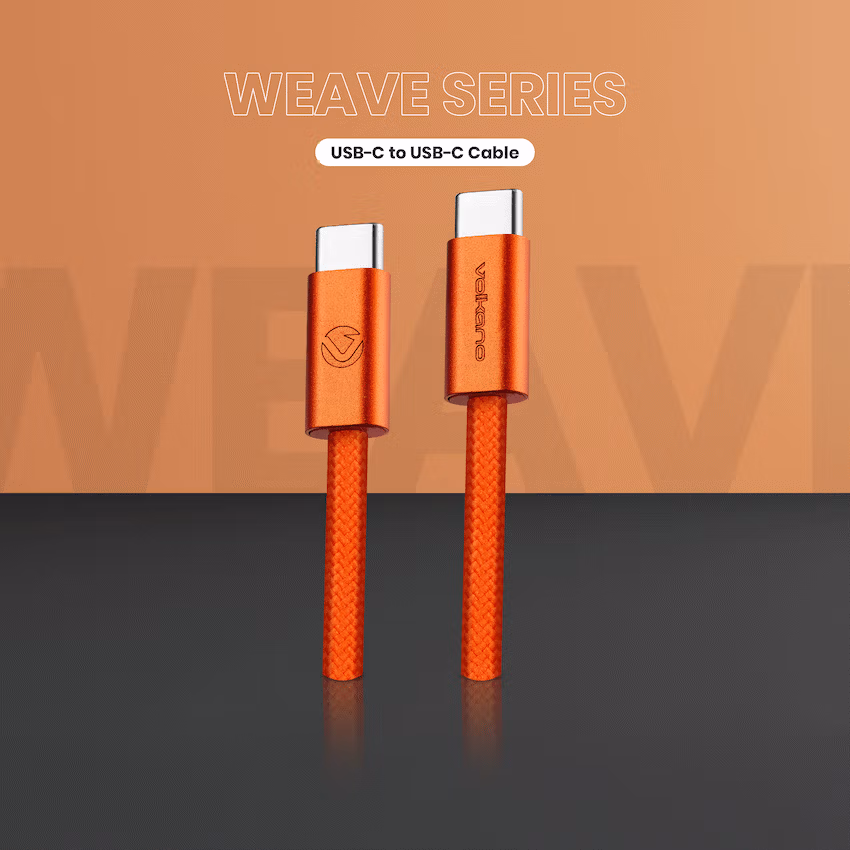 Volkano Weave Series 60w USB C to USB C 1.2m-Orange - Image 5