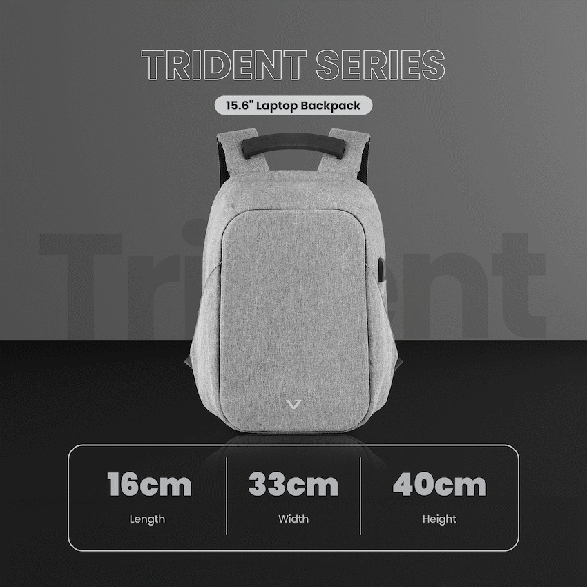Volkano Trident 15.6" Laptop Backpack - Grey - Image 5