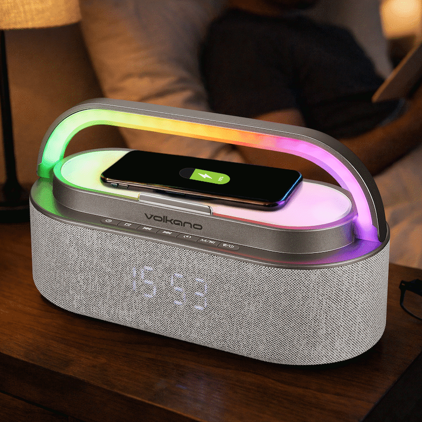 Volkano Dawn Series Alarm Clock with Wireless Charging and Speaker - Image 5
