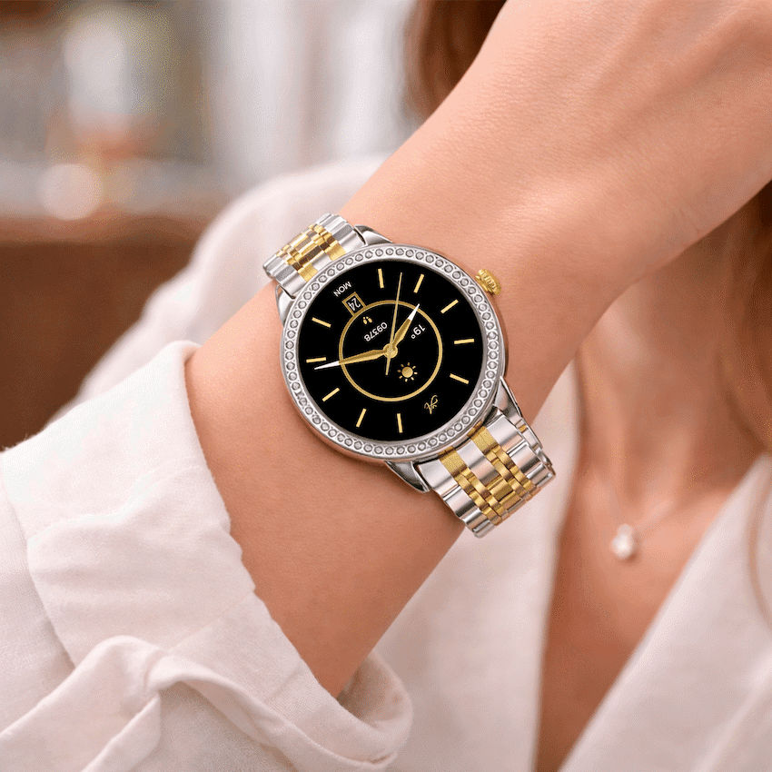 Volkano Ayla Collection Round Smartwatch With 2 Colour Metal link Strap - Image 6